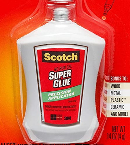 Scotch Super Glue Gel in Precision Applicator, .14 Ounces (AD125) (Pack of 2) - size: 1 Count (Pack of 2)