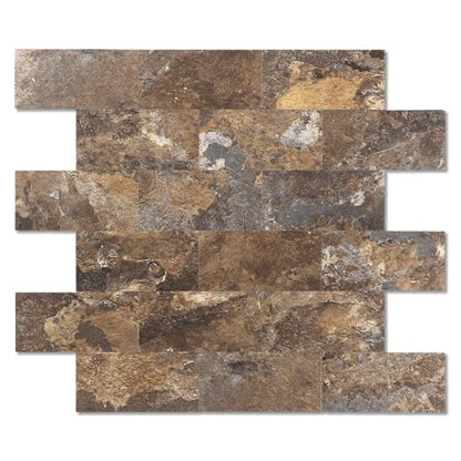 2026 New Upgrade Peel and Stick Backsplash Tile, Peel and Stick 11.34" X 11.57" Wall Tile for Kitchen, Bathroom, Fireplace, Laundry (Brown Stone Rock, 10 Packs) - color: Brown Stone Rock