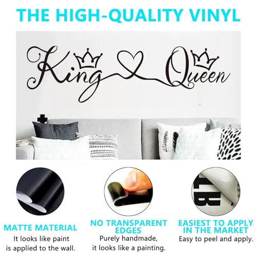 AnFigure Couples Quotes Wall Decals: Inspirational Vinyl Art Love Wall Stickers for Home Bedroom Bathroom Living Room - King & Queen 35"X9.8" - color: King & Queen, size: Large
