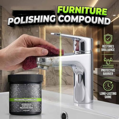 All-in-One Surface Restoration Polish with Pad, Multi-Surface Scratch Remover Compound, High Gloss Finish, Polish & Surface Protection, for Leather Wood Marble Metal Stone and More