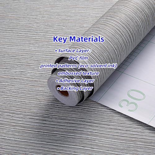 Haimin Grasscloth Wallpaper Textured 24in X 393in Fabric Contact Paper Brown Wall Paper Textured Linen Wallpaper Peel and Stick Self-Adhesive Thick Vinyl Embossed Film Wallpaper (Gray Brown) - color: Gray/Brown