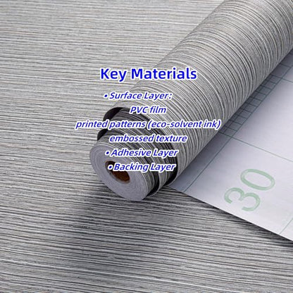 Haimin Grasscloth Wallpaper Textured 24in X 393in Fabric Contact Paper Brown Wall Paper Textured Linen Wallpaper Peel and Stick Self-Adhesive Thick Vinyl Embossed Film Wallpaper (Gray Brown) - color: Gray/Brown