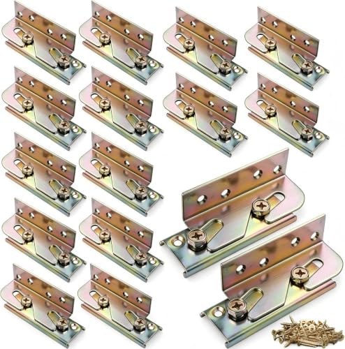 Bed Rail Brackets 16Pack,Heavy Duty Bed Frame Brackets Bulk with Screws - size: 16 Pieces