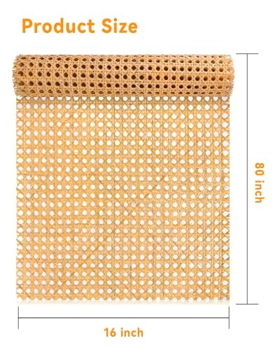 16-inch Wide Rattan Webbing 80-inch Long (6.6 ft.) Rattan Webbing Rolls for Furniture, Chairs, cabinets, Ceilings, beds Rattan Projects Basket Weaving Supplies Open mesh Rattan - color: Dark color16/80 inch