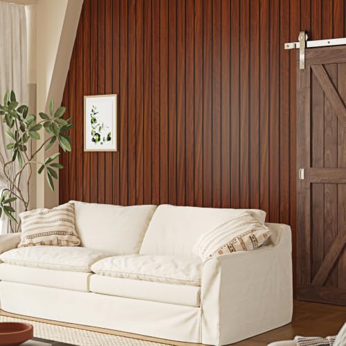 3D Red Brown Wood Self Stick Slat Wall Panels Acoustic Wood Panel - color: Red, size: 12×120"