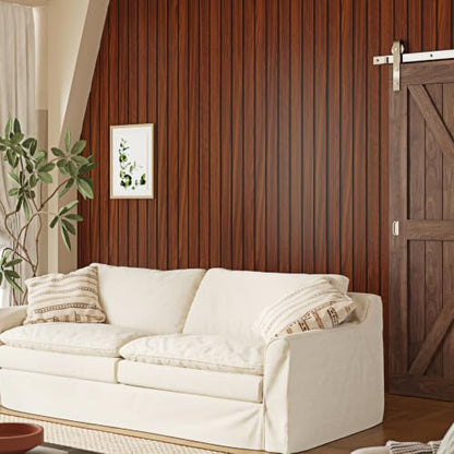 3D Red Brown Wood Self Stick Slat Wall Panels Acoustic Wood Panel - color: Red, size: 12×120"