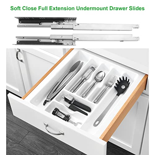 Hitess 6 Pair 14 Inch Undermount Soft Close Drawer Slides Full Extension - size: 14 Inch