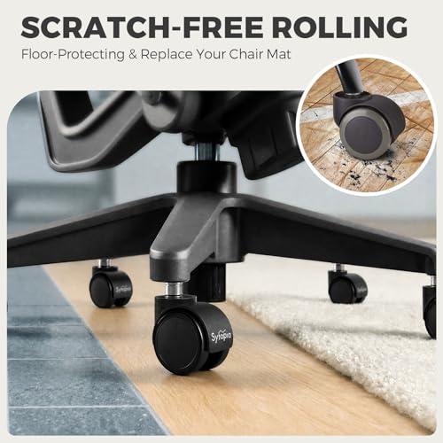 Sytopia Office Chair Wheels, Universal Standard Stem 7/16 inch x 7/8 inch, 2" Upgraded Quiet Caster Wheels Safe for All Floors Include Hardwood & Carpet, Not for 1KEA, Easy to Install, Set of 5 - color: Plastic-2 Inch