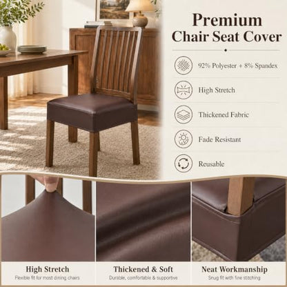 NILUOH Waterproof Seat Covers for Dining Room Chairs, 2 Pack Coffee, Large - color: Pu-coffee, size: 2 Pcs-X Large
