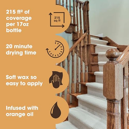 Furniture Clinic Wood Wax Polish, Clean & Protect Treated & Untreated Wood - size: 8.5oz / 250ml
