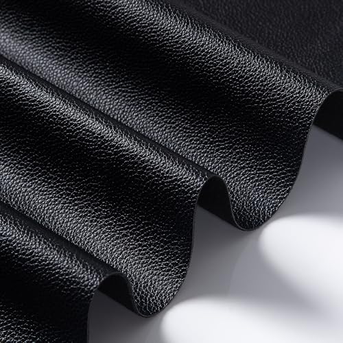 Marine Vinyl Fabric, Upholstery Faux Leather Fabric by The Yard, 1.05mm Lychee Texture Leather Sheets for Sofa Chairs Handbags Hair Bows Earrings Crafts (1 Yard 36''X 54'', Black) - color: Black, size: 1 Yard