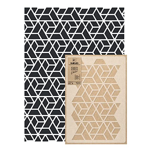 NAKLEO Wall Painting Stencil Large Size, 23,2”x37,4” Triangular Figures Reusable Plastic Template, Geometric Pattern Wallpaper, DIY Home Decor Craft Wood Floor Furniture - color: Triangular