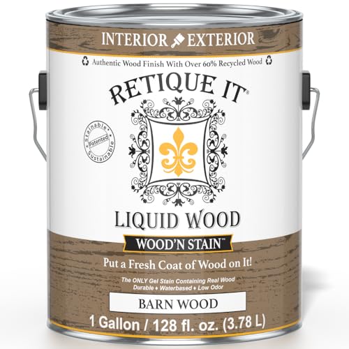 Retique It Wood'n Stain - Liquid Wood Gel Stain Interior/Exterior (128 oz (Gallon), 45 Barn Wood) - color: 45 Barn Wood, size: 128 Fl Oz