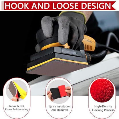 24PCS 3 x 4 Inch Sanding Sponge Set, 120-3000 Grit Soft Foam Hand Sander Block, Hook & Loop Wet Dry Sanding Sponges for Metal Wooden Furniture Drywall Sheetrock and Model Polishing