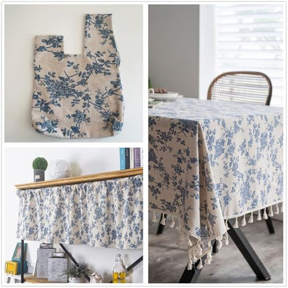Linen Floral Fabric by The Yard 3 Yard by 62 Inch Width - color: Farmhouse Peony, size: 3 Yard