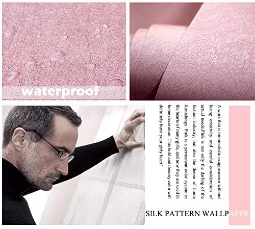 MelunMer Pink Silk Wallpaper Peel and Stick Removable Textured 15.7"x393" - color: Pink, size: 15.7" x 393"