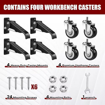 SPACECARE Retractable Workbench Casters Kit, 600 lbs Capacity 4 Pack - style: 600