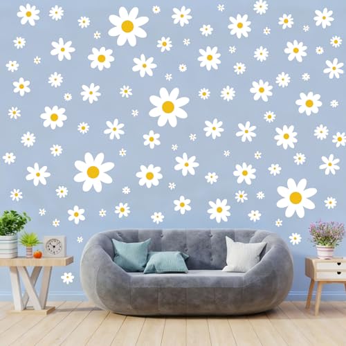 Pedel Daisy Wall Decals, 8 Sheets 96 Pcs - color: Daisy