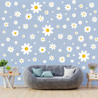 Pedel Daisy Wall Decals, 8 Sheets 96 Pcs - color: Daisy