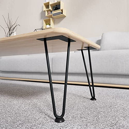 Hairpin Legs 12", Black Metal Furniture Legs for Table Bench, Set of 4 - size: 12inch