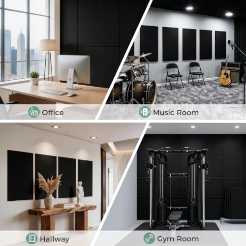 TO-TH Acoustic Wall Panels Self-Adhesive Sound Proof Panel 4 Pack, Black - color: Black, size: 4 Pack