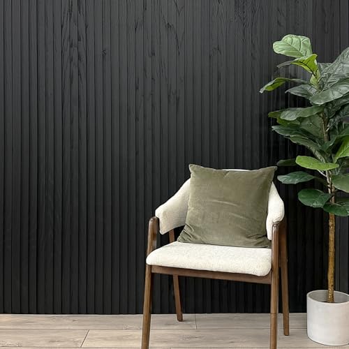 6-Pack Real Wood Slat Wall Panels, 3/4" x 5-1/2" x 48", Solid Real American Hardwood, The Millwork Outlet (Noir Black, 48") - color: Noir Black, size: 48"