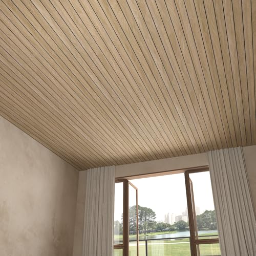 CHIHUT Extra Wide Herringbone Peel and Stick Wall Panel 24"x197" Large Roll Thickened Foam 3D Oak Wood Textured Vinyl Paneling for TV Background Ceiling Brown Self Adhesive Removable Wood Slat Panels - size: 24" x 197"