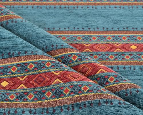 Kilim Pattern Upholstery Fabric Kilim Bohemian Boho Tapestry Tribal Southwestern Turkish Moroccan Mexican Ethnic Fabric by The Yard (5 Yards (55" x 180")) - size: 5 Yards (55" x 180")