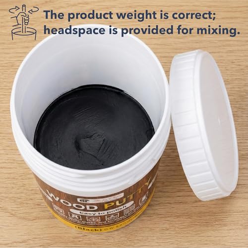 Bates- Wood Filler Putty Repair Kit, 9.87 Ounce, 2 Scrapers, 2 Sandpapers, Black Wood Putty Filler Paintable & Stainable for Cracks, Holes and Defects in Wooden Furniture - color: Black