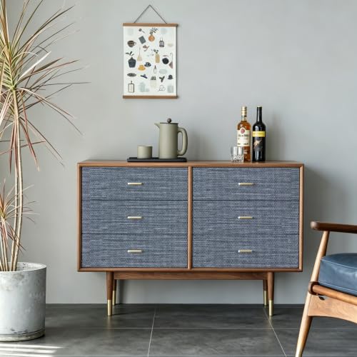 Blue Grasscloth Peel and Stick Wallpaper Textured 17.3in x 196.8in - color: Blue, size: 17.3inch × 196.8inch