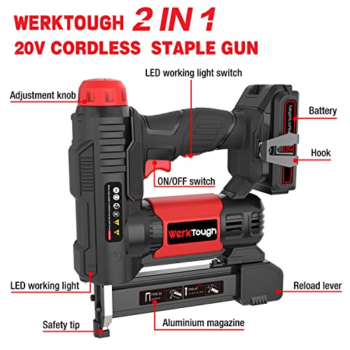 20v Cordless Staple Gun Brad Nailer 2 in 1 Aluminum Metal Magzine