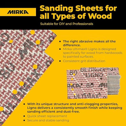 Mirka Ultimax Ligno 3x4 in 240 Grit Wood Sanding Sheets Hook & Loop 50 Pack - size: Grit 240