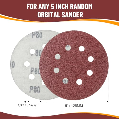 160 PCS 5 Inch Sanding Discs, 60 80 100 120 180 220 400 600 Grit
