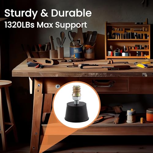 NEWBYTEK M6 Thread Rubber Furniture Leveling Feet Screw in Threaded Furniture Levelers Adjustable Table Chair Levelers Feet Glides for Chairs Tables Cabinet Patio - 16 Pack - size: M6 Thread, 16 Pack