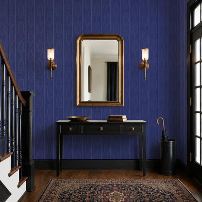 JiffDiff Navy Blue 3D Embossed Textured Peel Stick Wallpaper 17.3"x400" - color: Navy Blue, size: 17.3" x 400"