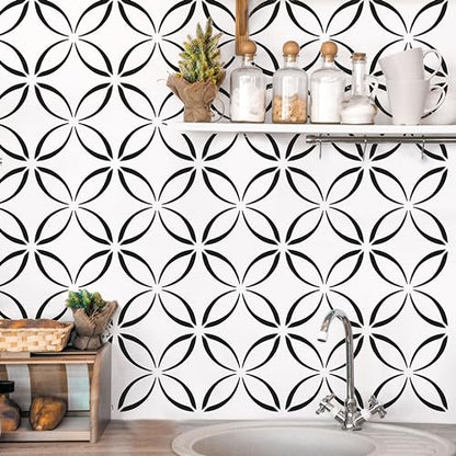 2 Pcs 12" x 12" Tile Stencil Painting Stencil for Walls and Floors - Reusable - Stencils for Painting - Stencil for Home Decor (Lotus Quatrefoil) - style: Lotus Quatrefoil