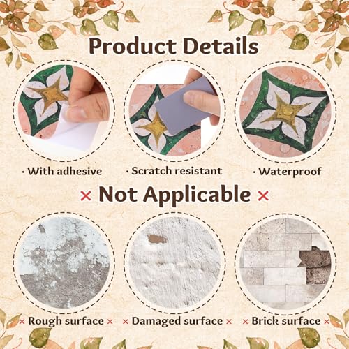 Faccito 24 Pcs Diamond Star 4x4 Tile Stickers Peel Stick Wall - style: Diamond Star
