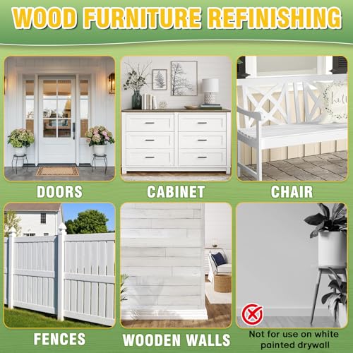 White Paint for Wood, 6.35 oz White Touch Up Paint – All-in-One Water-Based Repair for Furniture, Cabinets, Doors, Trim & Metal