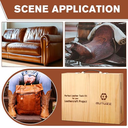 BUTUZE Leather Working Kit, Boxed Leather Tooling Kit, All-in-one