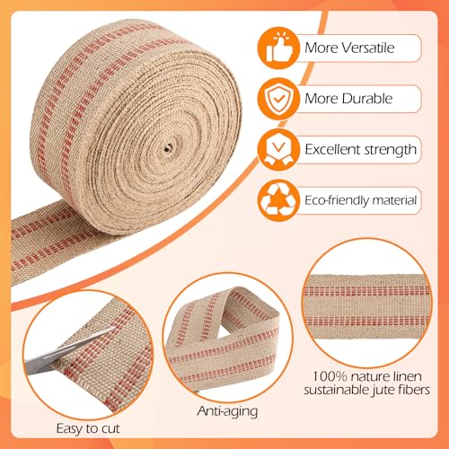 YaeCCC Jute Webbing,Upholstery Webbing for Chair,3.5"x10Yd Upholstery Strap - color: red, size: 3.5" x 10 Yd