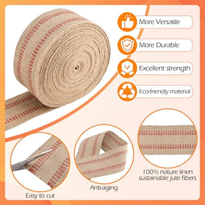 YaeCCC Jute Webbing,Upholstery Webbing for Chair,3.5"x10Yd Upholstery Strap - color: red, size: 3.5" x 10 Yd
