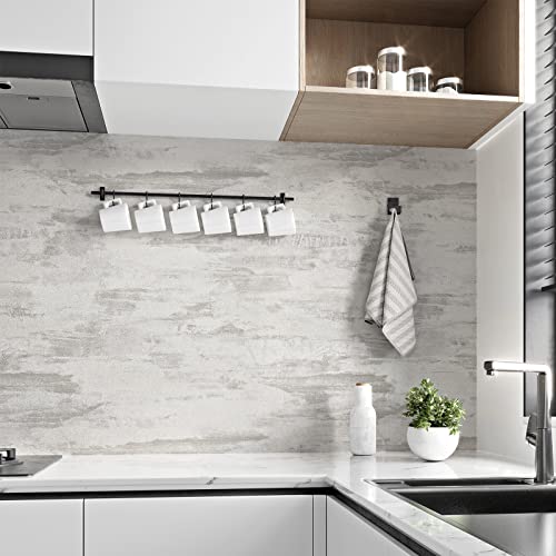 Wallercity Thick Textured Beige Wood Contact Paper 15.8"x78.7" Kitchen Peel and Stick Countertops Contact Paper Gray Matt Cement Wallpaper Self Adhesive Waterproof Vinyl Wrap for Cabinets Desk Table - color: Gray/White, size: 15.8" x 78.7"