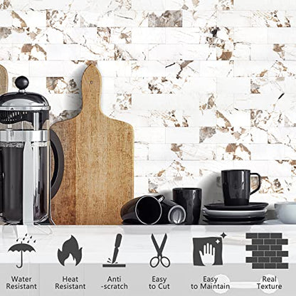 STICKGOO 10 Sheets Subway Tiiles Peel and Stick Backsplash, Belgium White - color: Belgium White