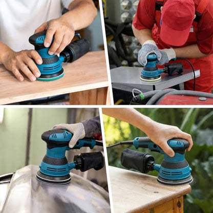 5 Inch 8 Hole Orbital Sander Foam Pads and Sanding Discs Hook and Loop - color: 4PC Pads & 20PC Sanding Discs