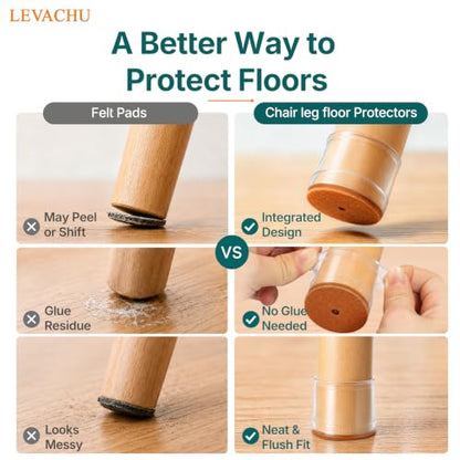 24 Pack Chair Leg Floor Protectors, Chair Leg Caps Round L - size: Round L