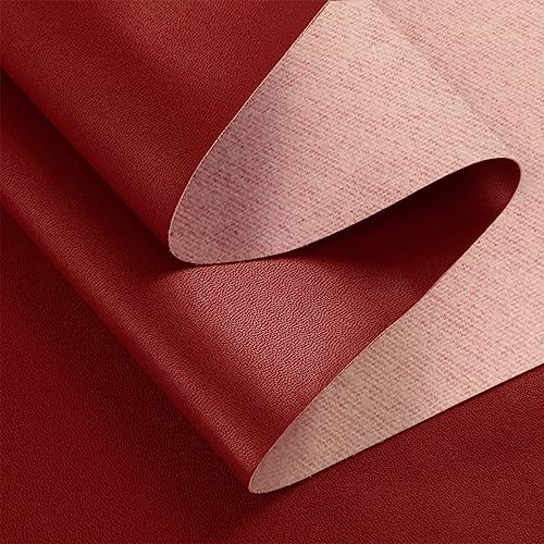Large Soft Vinyl Upholstery Leather Fabric 1 Yard 56.3x36inch, 0.8mm Thick Texture Faux Leather Sheets, for Upholstery Crafts, Sofa, Car Seat, Handbag, Earrings, Hair Bows, DIY Crafts（Wine red） - color: Wine Red