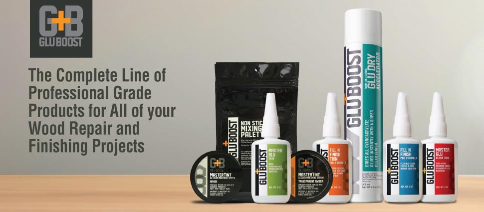 GluBoost Fill n’ Finish Pro Formula – Self-Leveling, Flexible, Clear Wood Filler for Cracks, Dings, and Repairs – Interior Pore and Wood Grain Filler for Finishing and Repair – 2 oz Solution