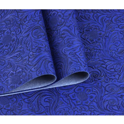 Solid Color Embossed Faux Leather Sheets 12 "x53 (30cm x 135cm) Embossed Texture Leather Fabric, Widely Used in Leather Earrings, Keychains, Sewing DIY Projects ﻿ (Royal Blue) - color: Royal Blue
