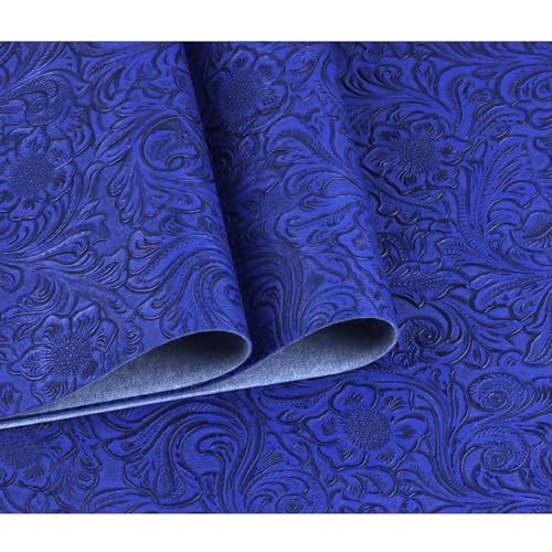 Solid Color Embossed Faux Leather Sheets 12 "x53 (30cm x 135cm) Embossed Texture Leather Fabric, Widely Used in Leather Earrings, Keychains, Sewing DIY Projects ﻿ (Royal Blue) - color: Royal Blue