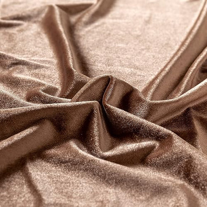 Stretch Velvet Fabric by The Yard for Apparel,Sewing,Crafting,Full Dress 93% Polyester 7% Spandex 63" Wide (Light Brown,1Yard) - color: Brown, size: 1 Yard
